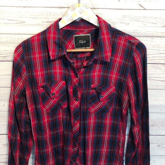 Rails Plaid 100% Rayon shirt - Picture 5 of 7